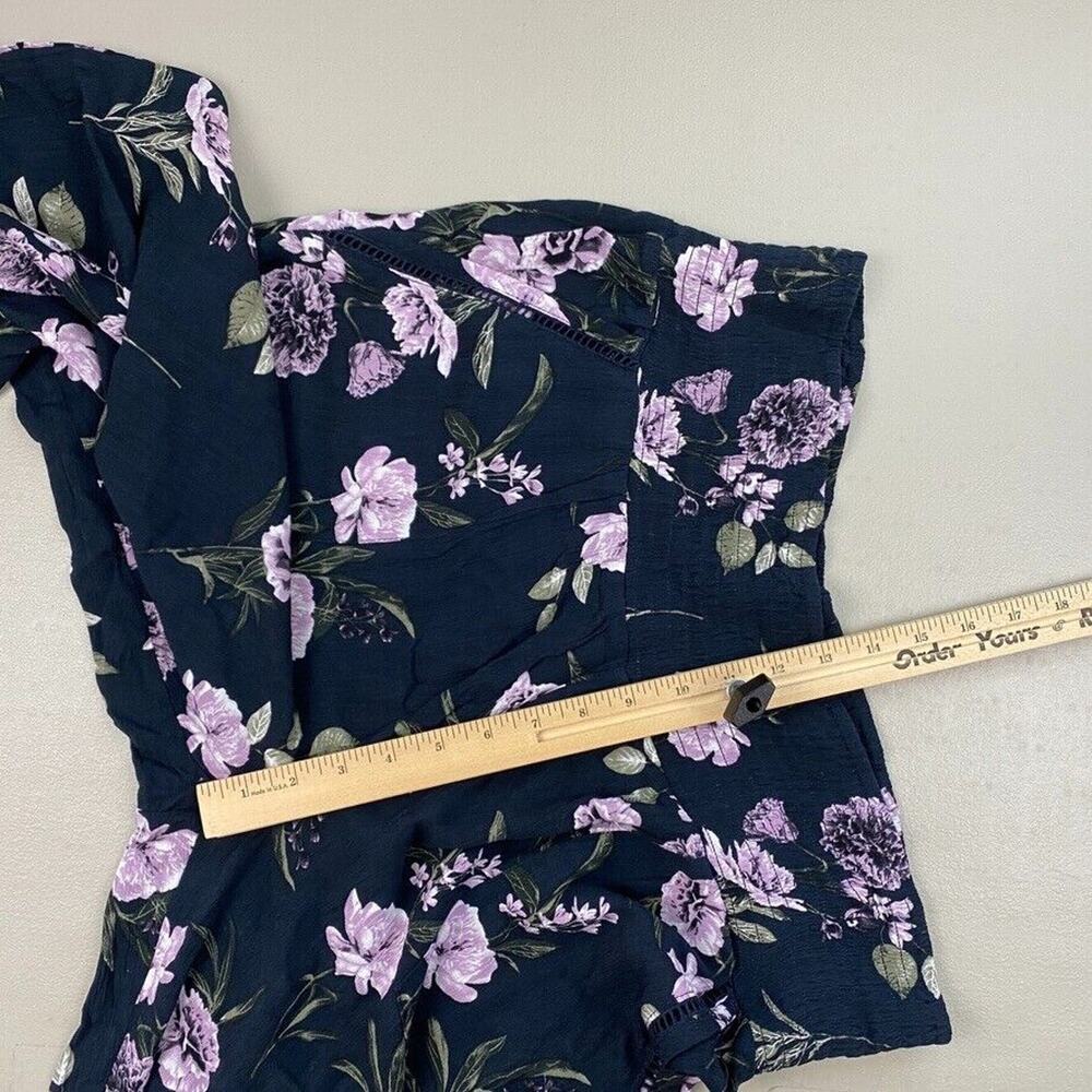 Three Dots Wide Leg Pants Womens XL Blue Dark Floral Baggy Gauzy Cottagecore - Picture 7 of 13